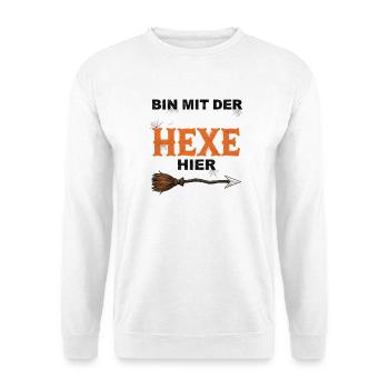 Bin mit der Hexe Lustiges Halloween T-Shirt  - Unisex Pullover - Weiß - Vorne