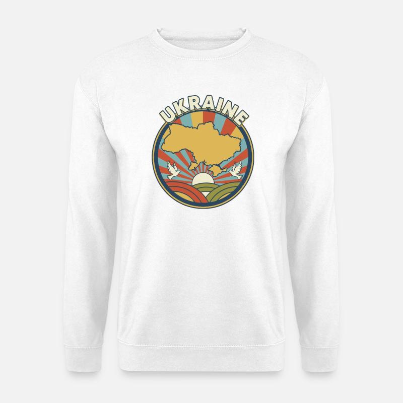 Ukraine Retro Sonnenaufgang Emblem - Unisex Pullover - Weiß