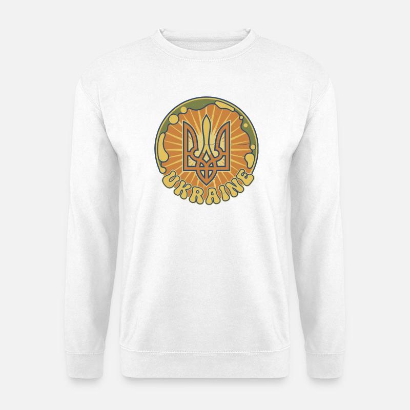Ukrainisches Trident Sonnenbadge - Unisex Pullover - Weiß