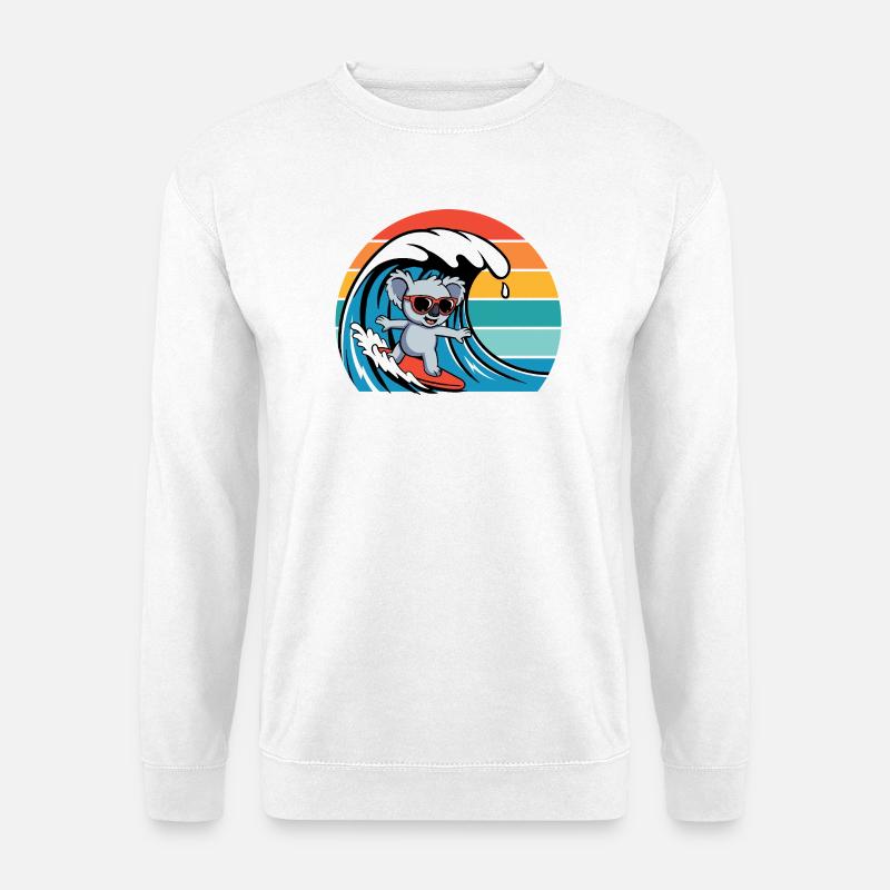 Koalabär Mit Sonnenbrille Retro Surfern Koala - Unisex Pullover - Weiß