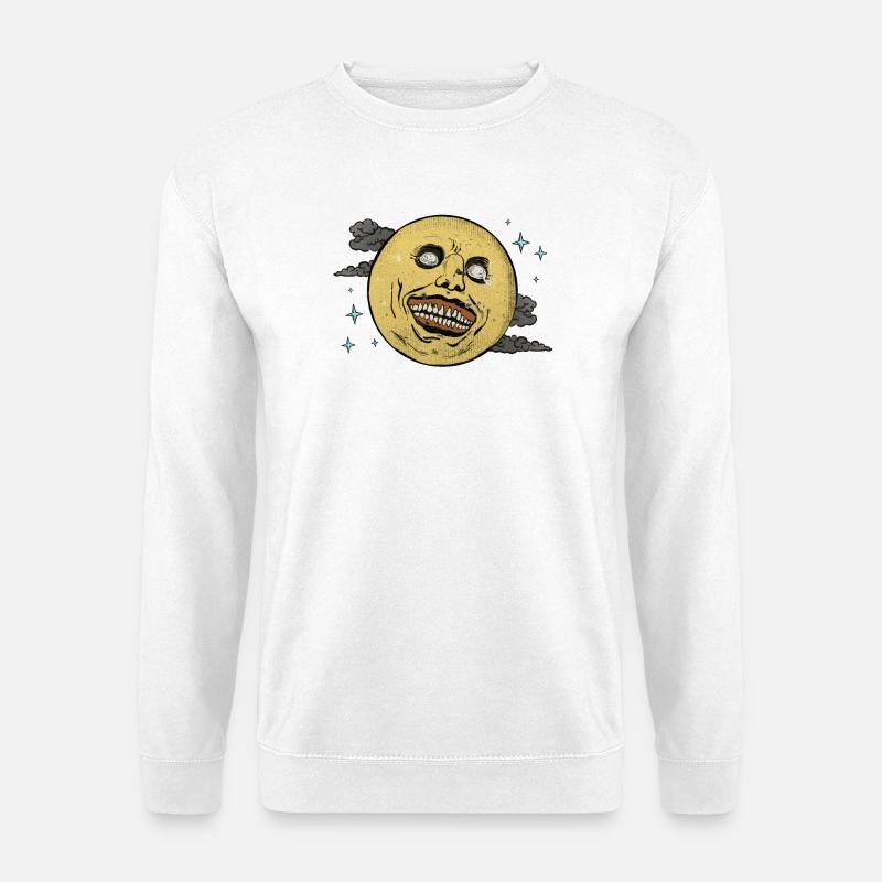 Lachender Mond im Sternenhimmel - Unisex Pullover - Weiß