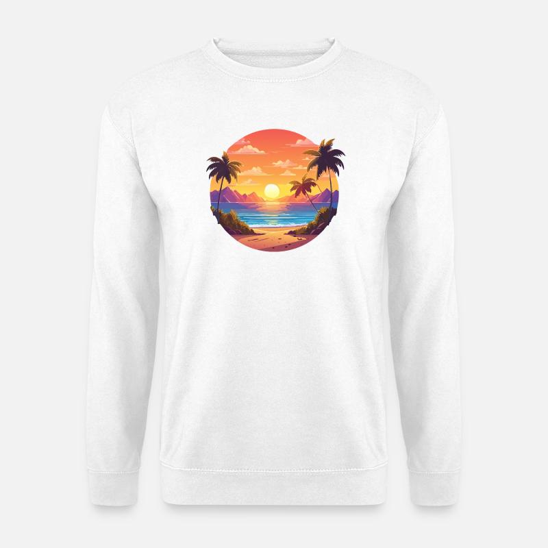 Sonnenuntergang Palmenbucht - Unisex Pullover - Weiß