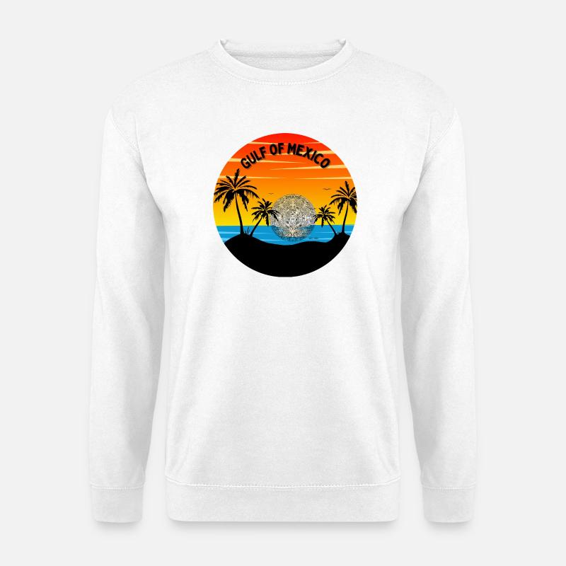 Golf von Mexiko Sonnenuntergang Palme - Unisex Pullover - Weiß