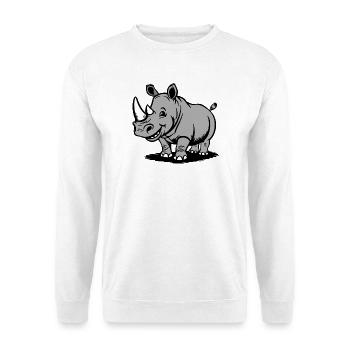 Funny Rhino Cartoon in Gray Style - Unisex Sweatshirt - white - Front