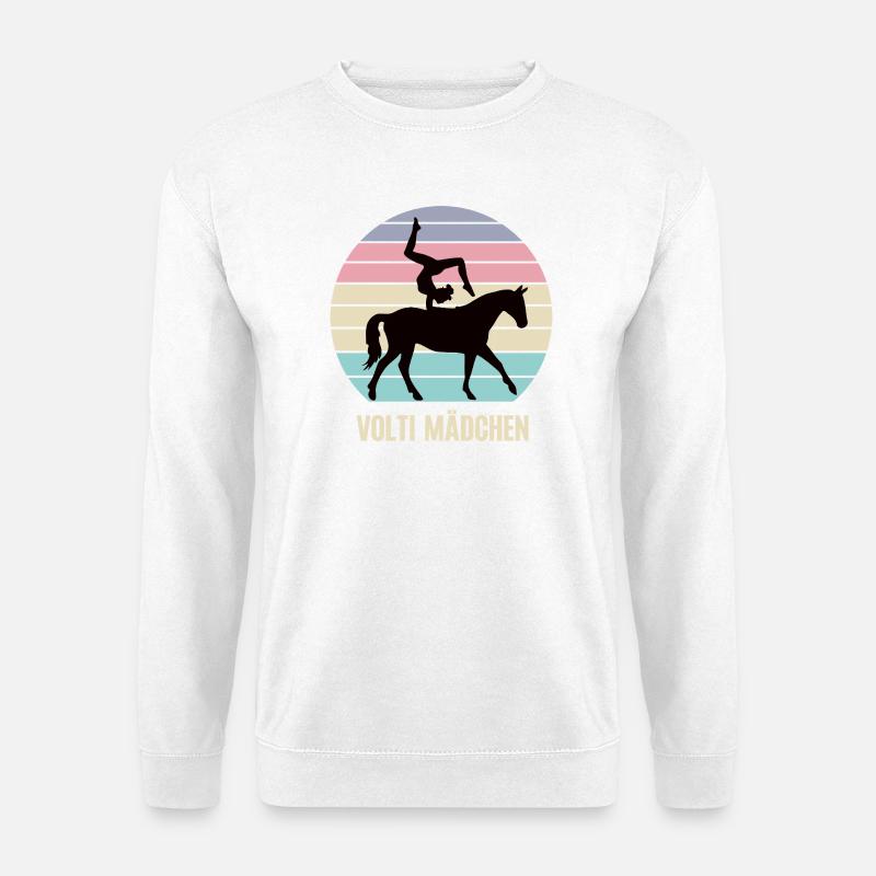 Volti Mädchen Voltigieren Voltigier Reiterin Pferd - Unisex Pullover - Weiß
