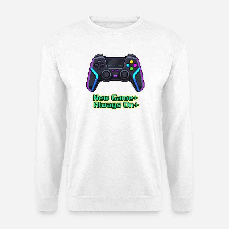 Neon Pixel Controller Neues Spiel Plus - Unisex Pullover - Weiß