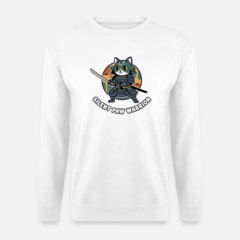 Silent Paws Samurai Warrior Cat - Unisex Sweatshirt - white