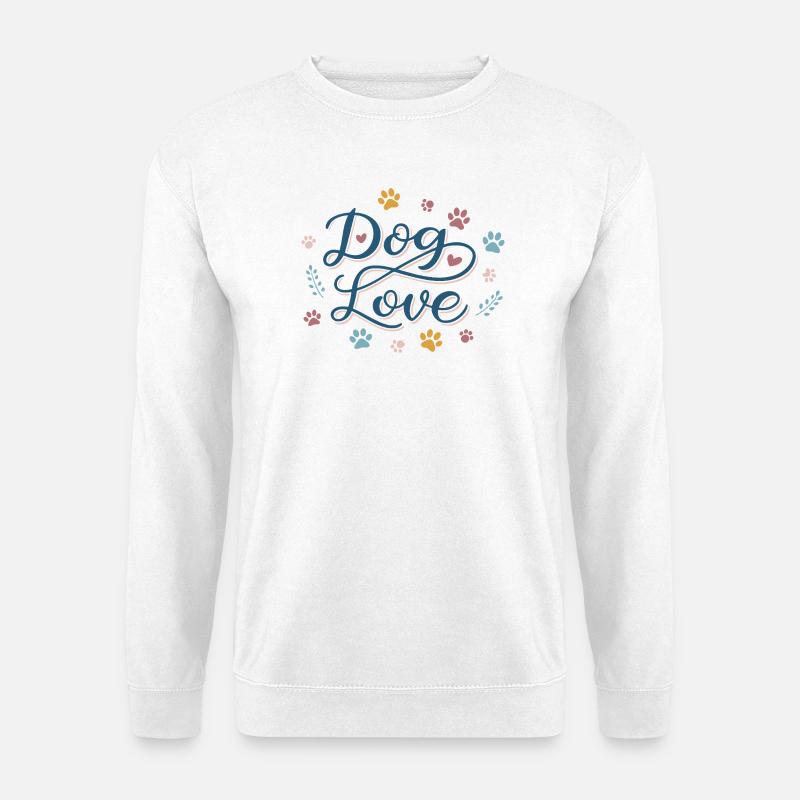 Hundeliebe Skript Pastellfarbene Pfote - Unisex Pullover - Weiß