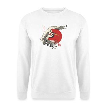 Japanese crane with red sun - Unisex Sweatshirt - white - Front