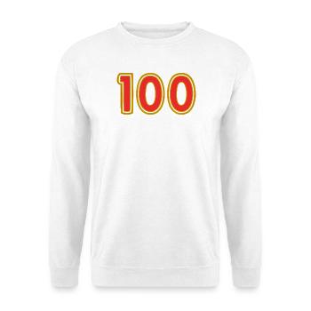100. 100 JAHRE. 100-JÄHRIGES JUBILÄUM. GEBURTSTAG 100 - Unisex Pullover - Weiß - Vorne - Alina (178cm) & Michal (187cm)