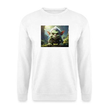 Grüner Waldkobold im Abenteuer - Unisex Pullover - Weiß - Vorne
