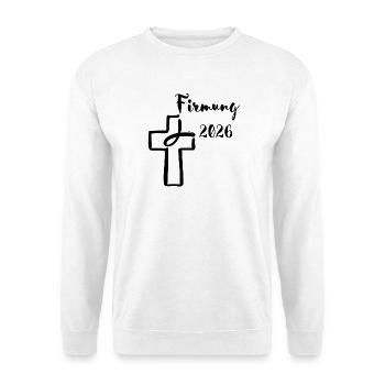Firmung 2026 ins Kreuz tauchender Fisch - Unisex Pullover - Weiß - Vorne
