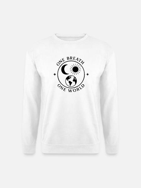 One Breath, One World – Achtsamkeits & Balance - Unisex Pullover - Weiß