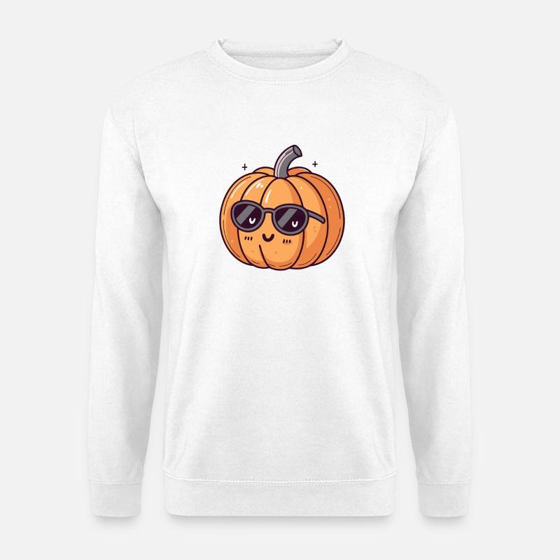 Lächelnder Kürbis in Gläsern - Unisex Pullover - Weiß