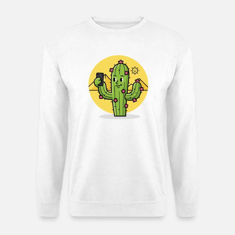 Wüste Kaktus Selfie Karikatur - Unisex Pullover - Weiß