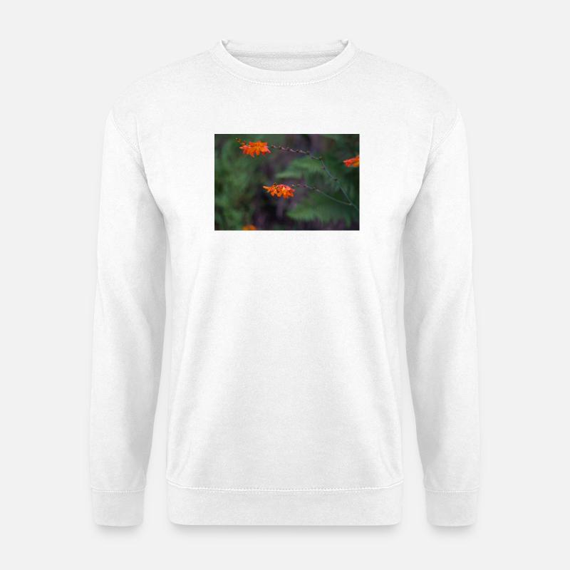 Orange Bloom on Arching Stem - Unisex Sweatshirt - white