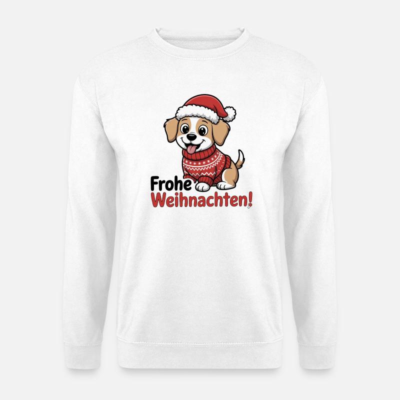 Weihnachtshund – Frohe Weihnachten! - Unisex Pullover - Weiß