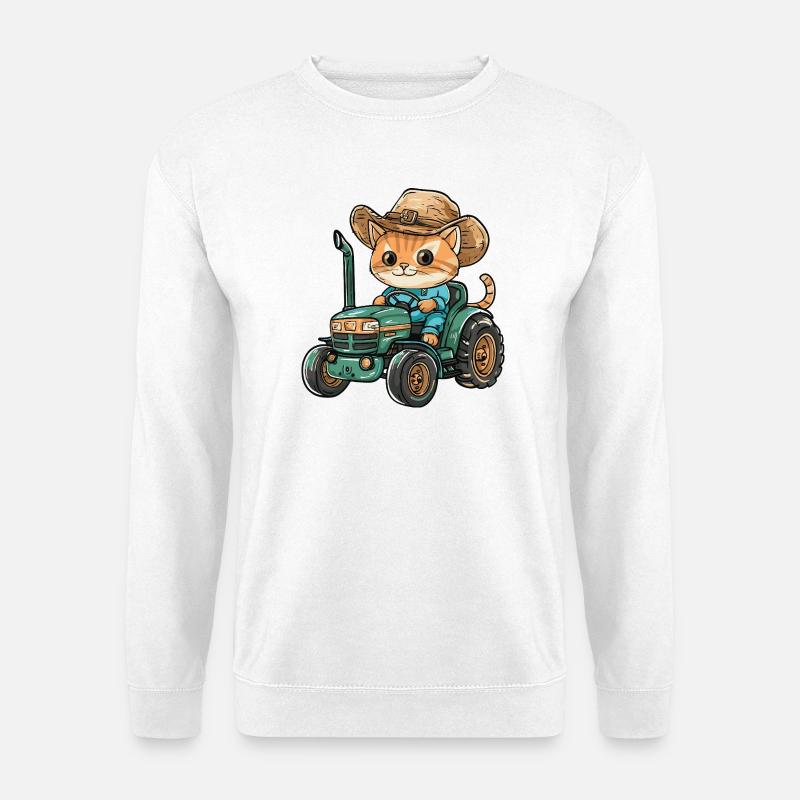 Cat Tractor Farmer - Unisex Sweatshirt - white