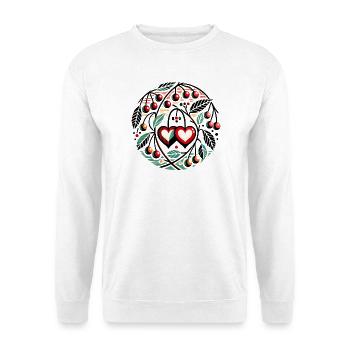 Cercle de cœur avec vignes de cerisier - Sweat-shirt Unisexe - blanc - Devant