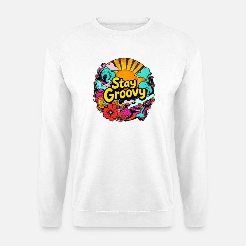 Retro Psychedelic – Stay Groovy - Unisex Pullover - Weiß