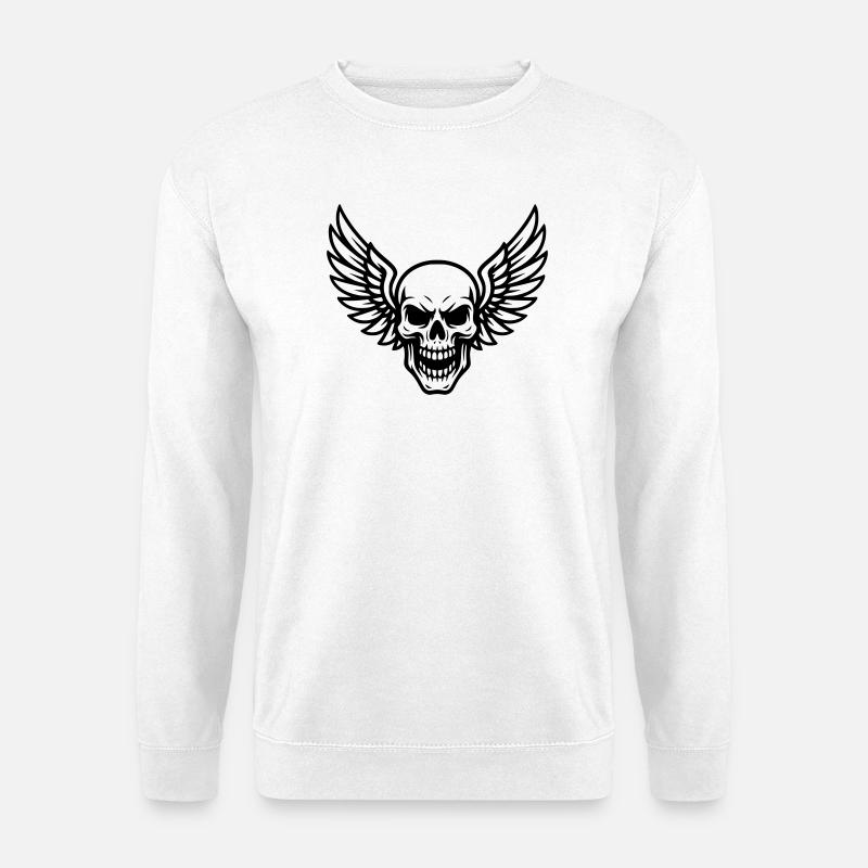 Totenkopf mit Flügel - Unisex Pullover - Weiß