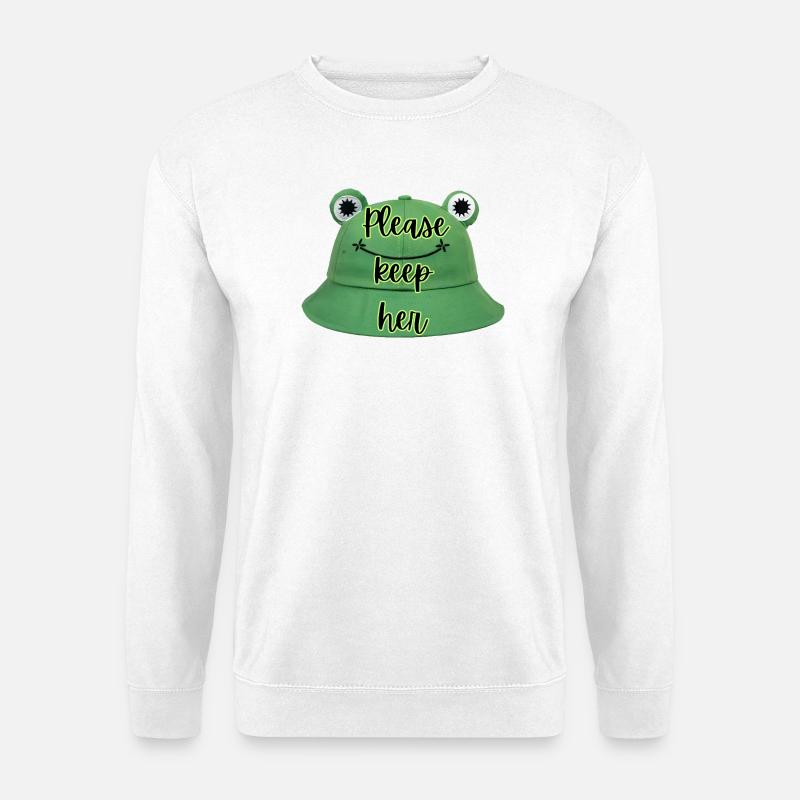Please keep here - Frog hat - Unisex Sweatshirt - white