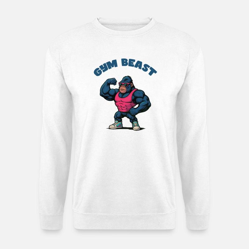 Gorilla Muskeln Cartoon - Unisex Pullover - Weiß