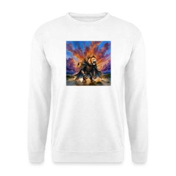 Lion Warrior with Armor and Cape - Unisex Sweatshirt - white - Front