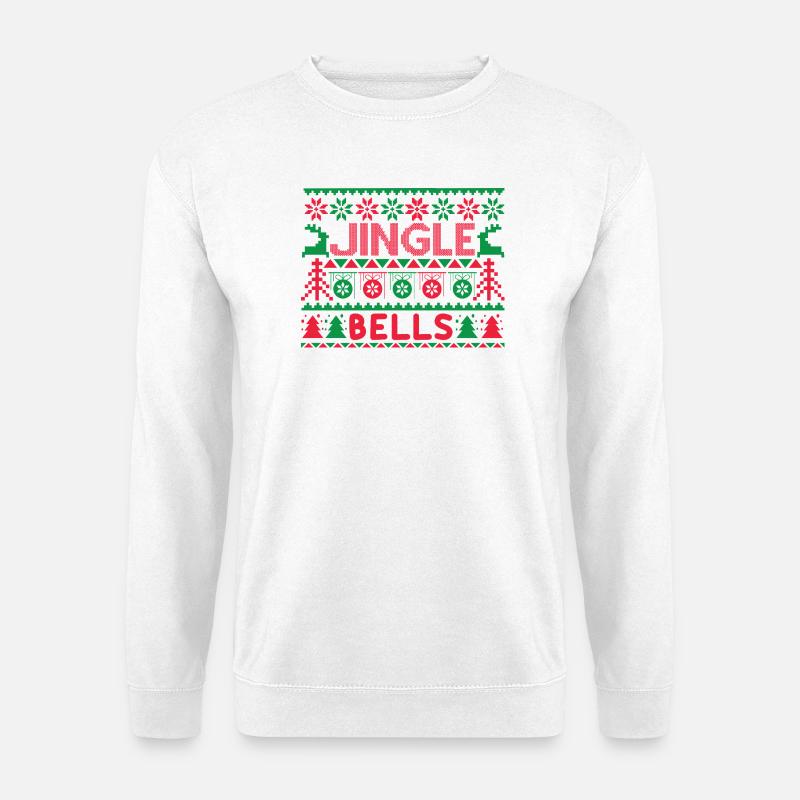 Hässlicher Pullover – Jingle Bells Strickmuster - Unisex Pullover - Weiß