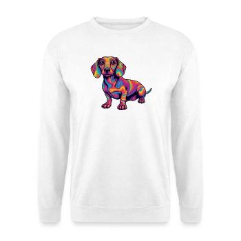 Teckel psychédélique Explosion de couleurs Pop Art - Sweat-shirt Unisexe - blanc - Devant