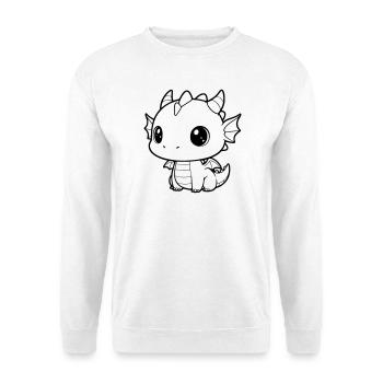 Süßer Baby-Drache | Kawaii & Knuddelig Vektor - Unisex Pullover - Weiß - Vorne