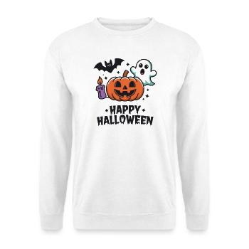 Kürbis-Geist-Fledermaus Halloween - Unisex Pullover - Weiß - Vorne - Alina (178cm) & Michal (187cm)