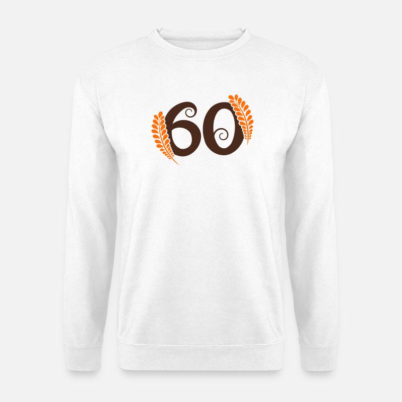 Zahl 60 mit Blättern und Kringel - Unisex Pullover - Weiß