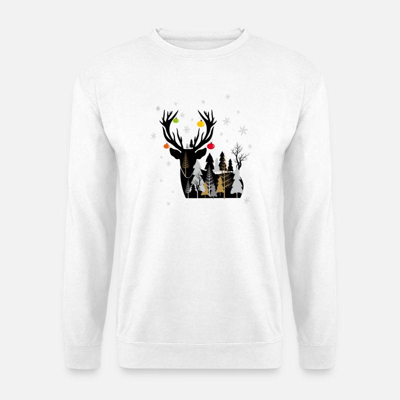 Winterwald mit Rentier  - Unisex Pullover - Weiß