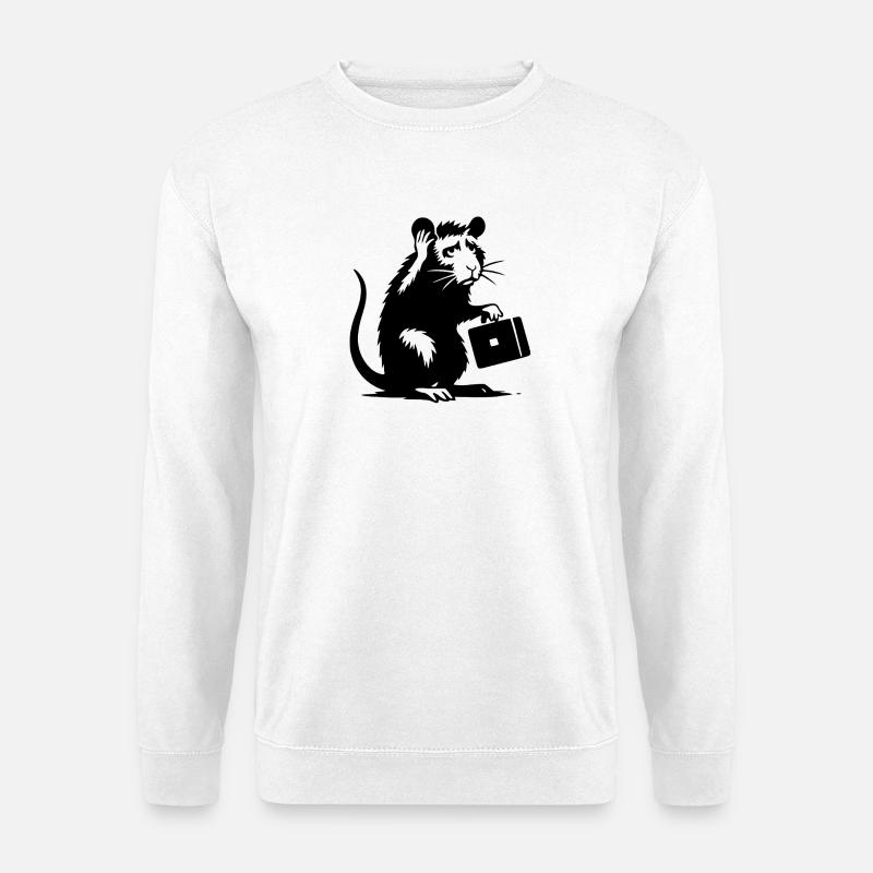 Ratte mit Aktentasche - Unisex Pullover - Weiß