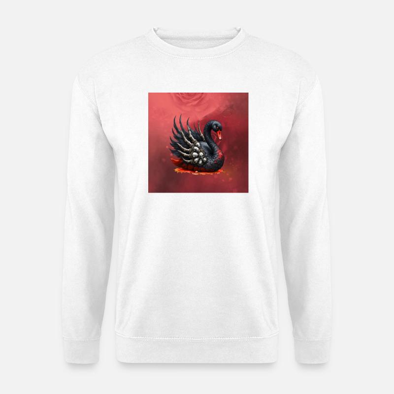 Schwarzer Schwan mit Totenköpfen - Unisex Pullover - Weiß