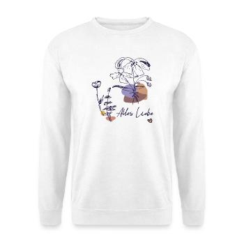 Alles Liebe mit Blumenstrauß - Unisex Pullover - Weiß - Vorne