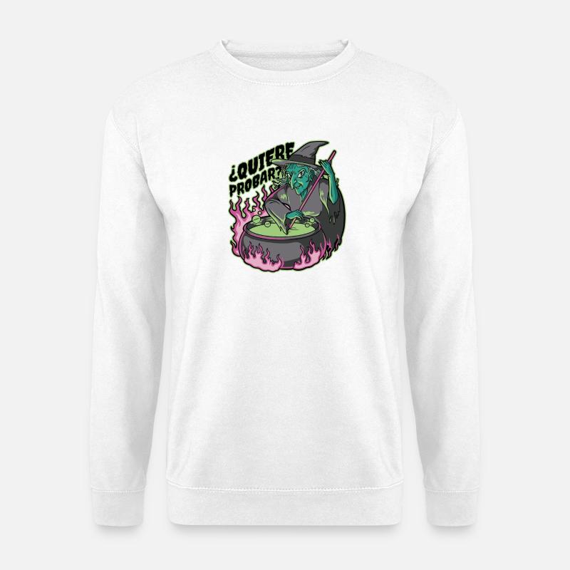 Neon witch in cauldron - Unisex Sweatshirt - white