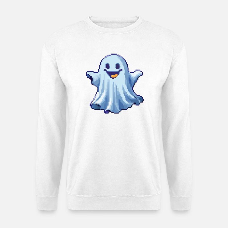 Pixel Ghost: Pixelated Friendly Spirit - Unisex Sweatshirt - white