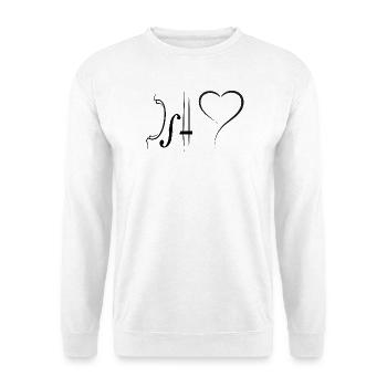Minimalist Heart Line and Violin Sketch - Unisex Sweatshirt - white - Front