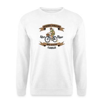 Alten Mann mit Fahrrad , Vintage Design - Unisex Pullover - Weiß - Vorne