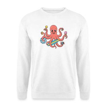 Sommer-Oktopus mit Brandung und Accessoires - Unisex Pullover - Weiß - Vorne