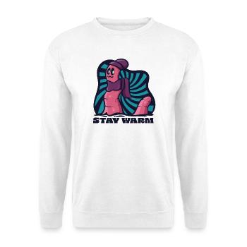Stay Warm Cozy Worm in Beanie and Scarf - Unisex Sweatshirt - white - Front
