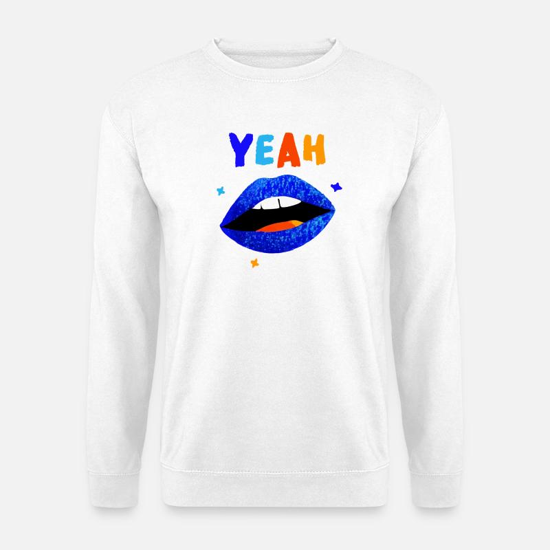 Lebendige Regenbogenlippen YEAH - Unisex Pullover - Weiß