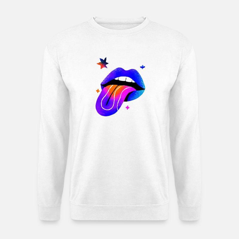 Neon Regenbogen Lippen Kunst - Unisex Pullover - Weiß