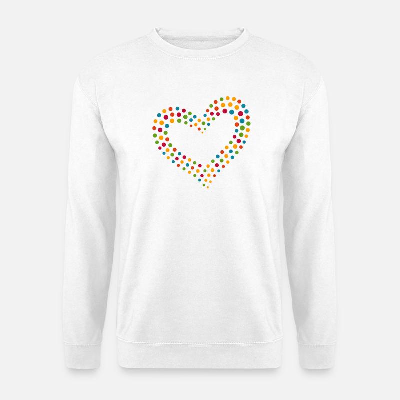 Regenbogen Punkt Herz - Unisex Pullover - Weiß