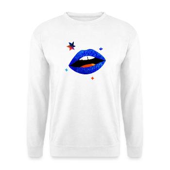 Elektrischer blauer Lippenpopp - Unisex Pullover - Weiß - Vorne