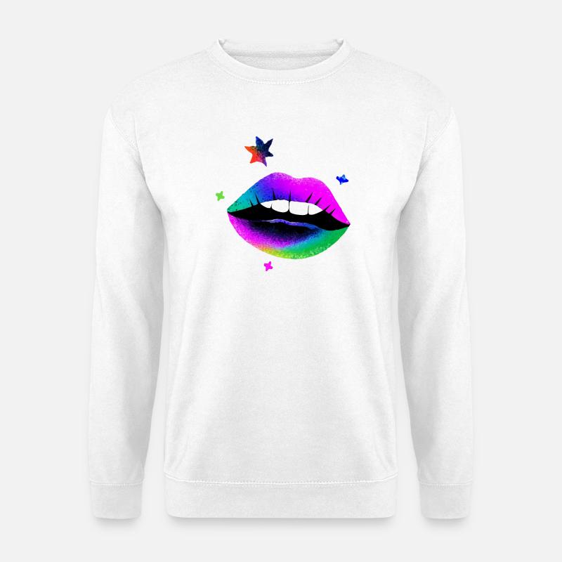 Rainbow Lips Pop Art Neon - Unisex Sweatshirt - white