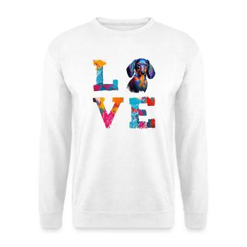 Watercolor Dachshund Love Dog Art – Weiner Dog Dad - Unisex Sweatshirt - white - Front