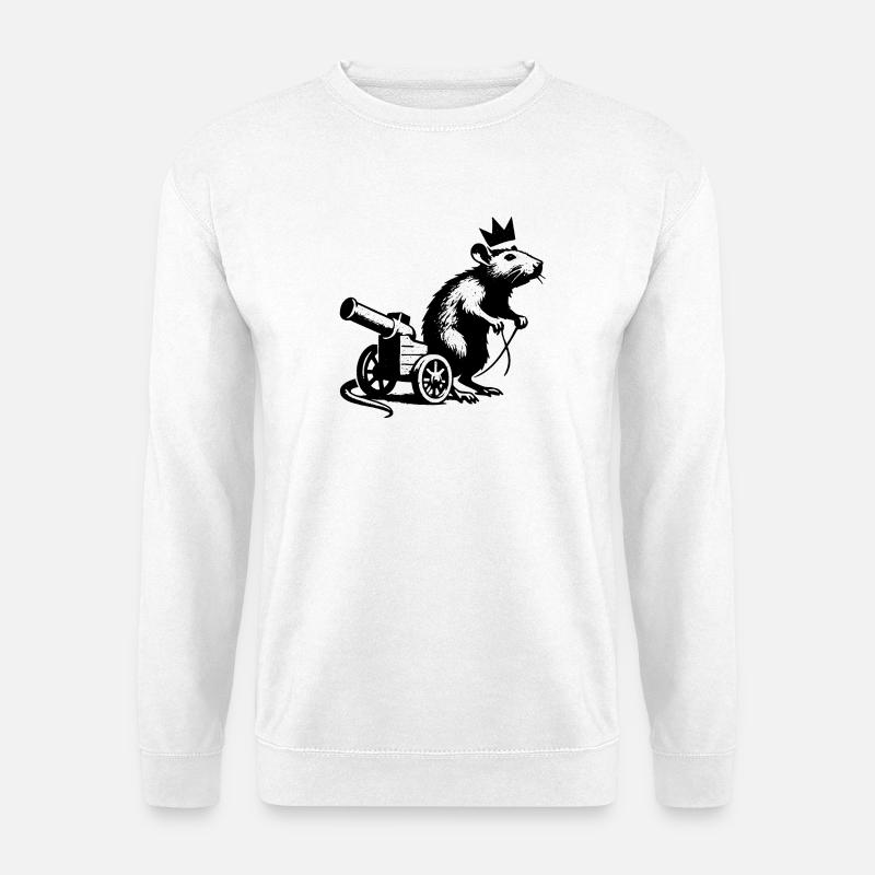 Kaiserratte auf Kanonenwagen | Königsratte - Unisex Pullover - Weiß